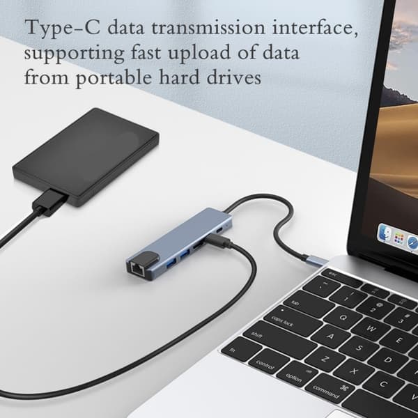 USB-C-monitoimisovitin, 6-in-1 Type-C-telakka