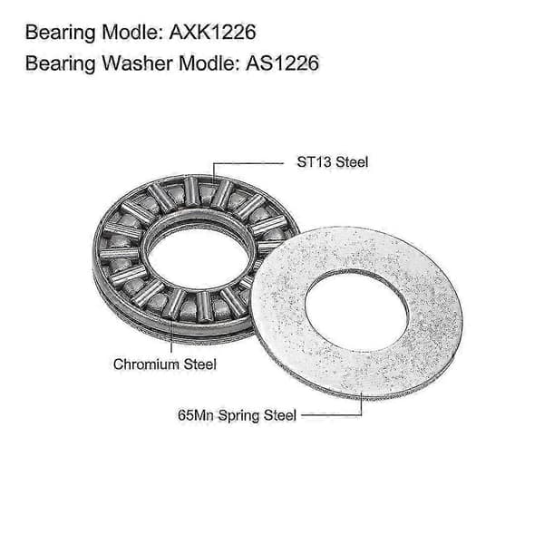 4 st Axk1226 axialnålsrullager med brickor (borrning 12 mm, ytterdiameter 26 mm, bredd 2 mm)