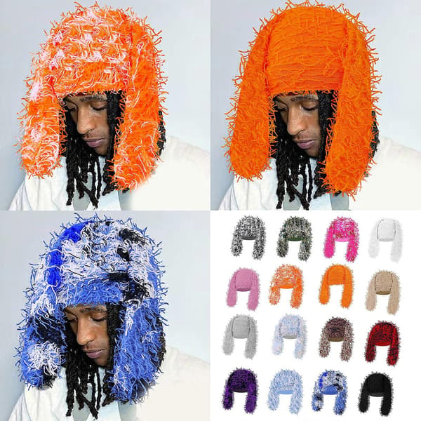 Dødningehovedhat til Halloween-aktivitet Hæklet hue med ører Hattepullover Cosplay-hat Kaniner Dødningehovedhatte 2000'erne Hvid White