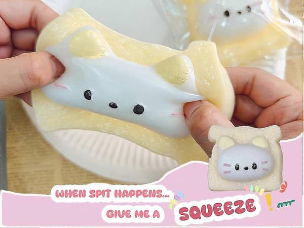 Kawaii Katte Squishies PVC Sensorisk Legetøj - Beroligende Rebound Stresslindring til Britiske Børn