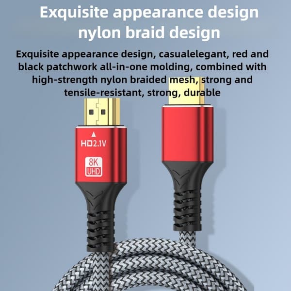 8K kuituoptinen HDMI-kaapeli, Micro HDMI–HDMI 2.1 -kaapeli, (1,5 m)