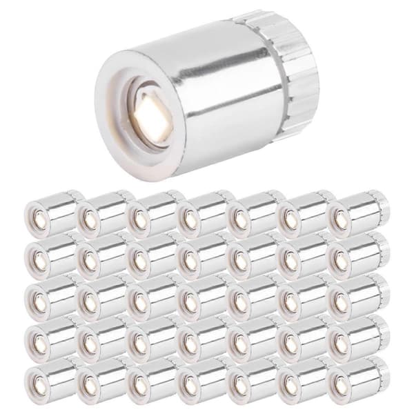 【03】36 stk. Miniaturbelysning til, Mini LED-lys til håndværk, Mini Spotlights Batteridrevne (Varm hvid) Silver