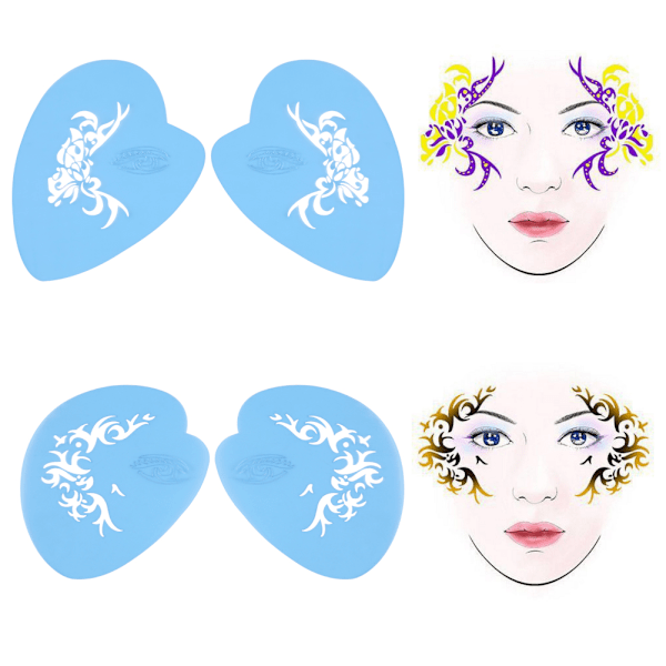 7 stilar/set Återanvändbar Ansiktsmålningsstencil Kroppsmålningsmall Blomma Fjäril Ansiktsdesign