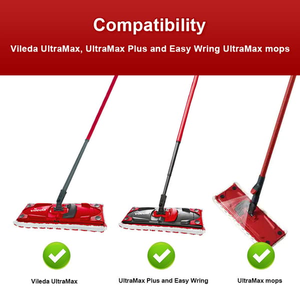 【03】Ersättningsset för Vileda UltraMax Mopp, Extra Stor Mikrofibermoppdyna för Alla Hårda Golv, Tvättmaskin