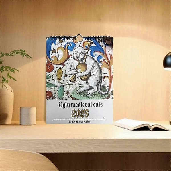 Middelalderlig kattekalender 2025 Mærkelige middelalderlige katte Vægkalender 2025 Grimme middelalderlige katte Kalender 12 Valokuvan väri