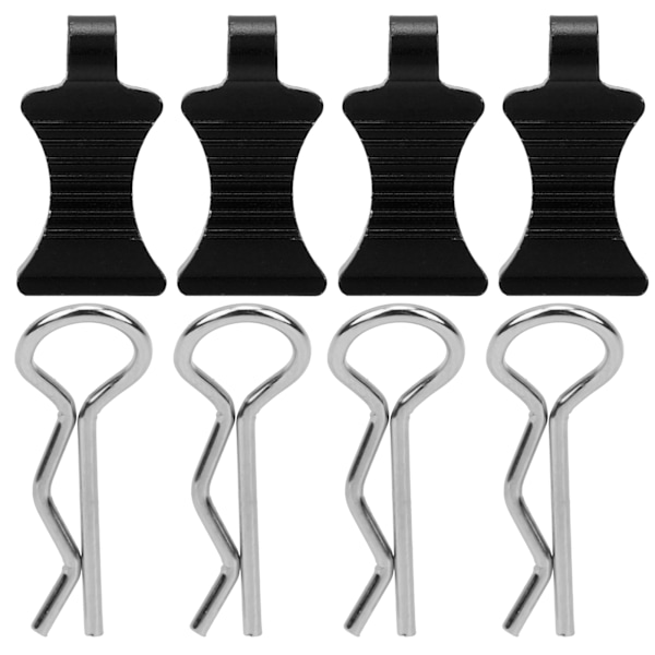 4 stk. Aluminiumlegering R-Type Karrosseriklips med Monteringsbeslag til 1/10 RC Bil (Sort)