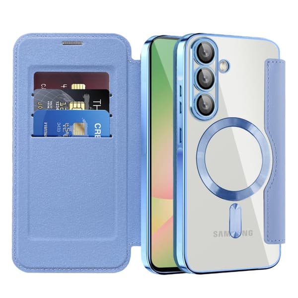 【03】Samsung Galaxy A56 5G Kuori MagSafe RFID Varkaudenesto Nahka Blå