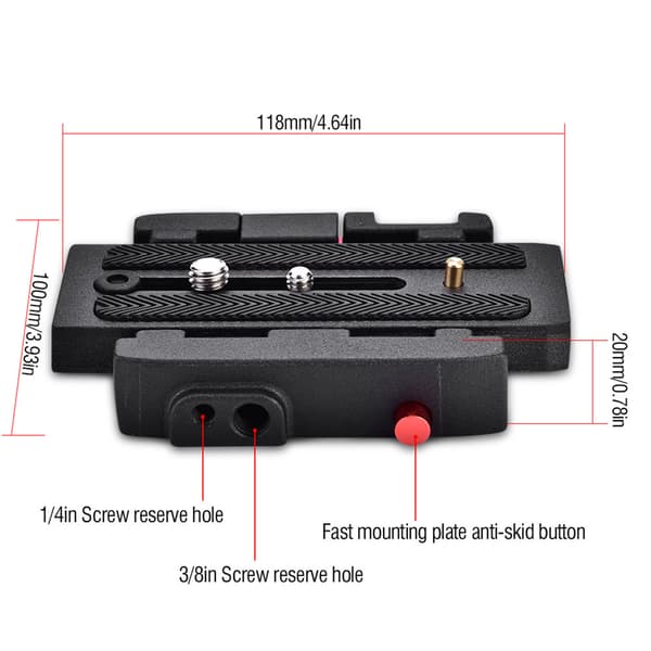 P200 Quick Release QR klemmebundplade til Manfrotto 500 AH 701 503 HDV 577