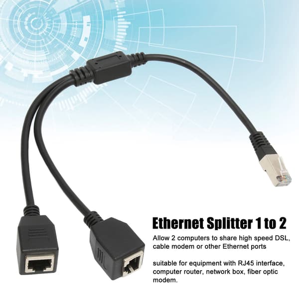Stabil og Hurtig RJ45 Ethernet Splitter Kabel: 1 Han til 2 Hun Porte