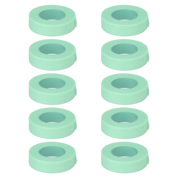 10 Rullar Ögonfransförlängningstejp Andningsbar Mikroporös Självhäftande Fransförlängningstejp Grön 1,27 cm X 9,14 meter