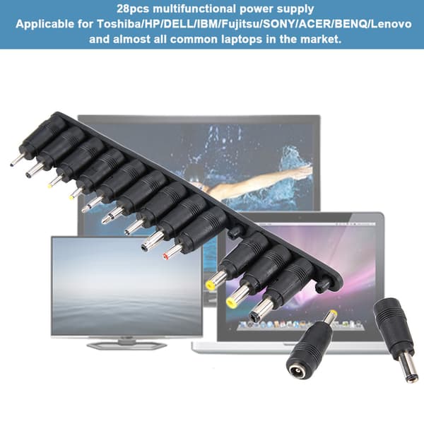 28PCS DC 5.5MM Universell Multifunktionell Notebook Laptop Strömförsörjning Laddare Adapterkontakt