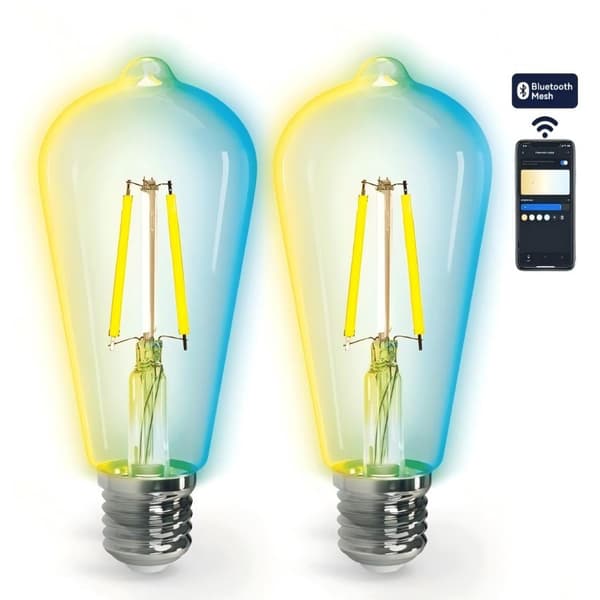 2 Smart Bluetooth Mesh -lamppua ST64 E27 6W Säädettävä CCT + kaukosäädin