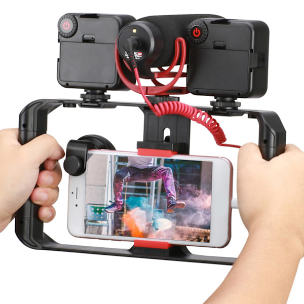 Smartphone Video Rig 3 Hot Shoe Mounts Filmmaking Case Stabilizer Ramme Stand
