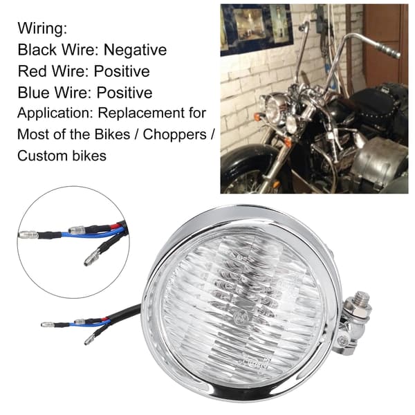 Høj Lysstyrke 12V Retro Motorcykel Forlygte Frontlampe, Forkromet Universal