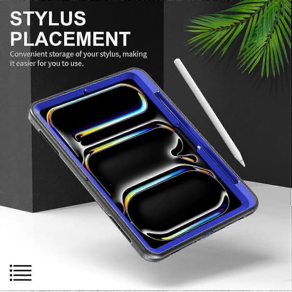 Til iPad Pro 13 (2024) Etui Støttefunktion PC + TPU Robust Beskyttelse Med Skulderrem - Blå, zxl Dark Blue