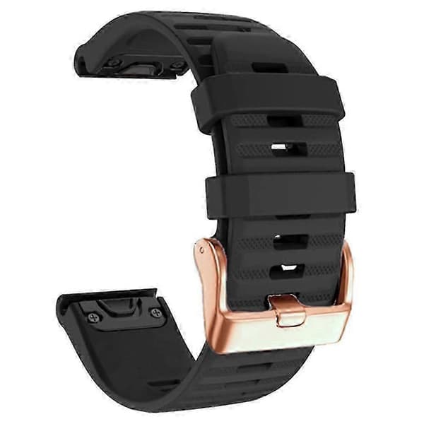 Urremme til Garmin Fenix 7s / 6s Pro / 5s Plus / Instinct 2s, silikone 20 mm rem med vandrette striber og rosaguldspænde -XN Black