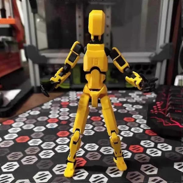 T13 Robot Actionfigur - 3D-printet samleobjekt til sci-fi-fans yellow black