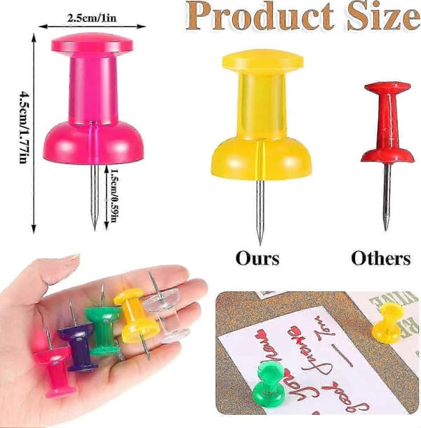 【03】40-pak 4,5 cm Jumbo tegnestifter til opslagstavle, store farvede tegnestifter store tegnestifter til