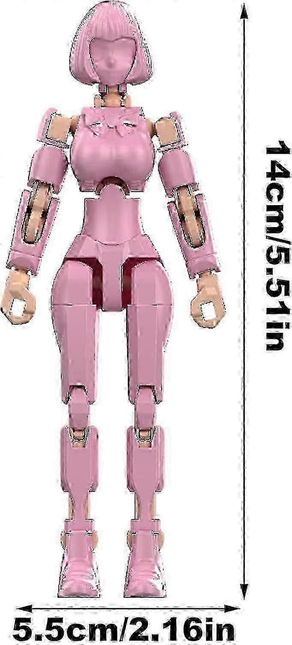 Rosa ledad byggkloss actionfigur med full rörlighet för kreativ lek