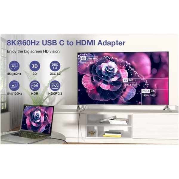 USB-C till HDMI 8K60Hz-adapter, usb till hdmi