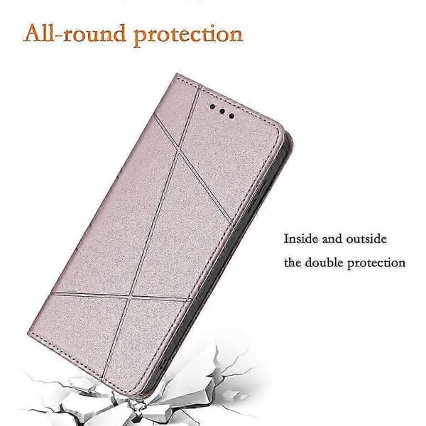 Kompatibelt för Samsung Galaxy A36 5G plånboksfodral med linjepräglad läderficka och stativ PinkGold