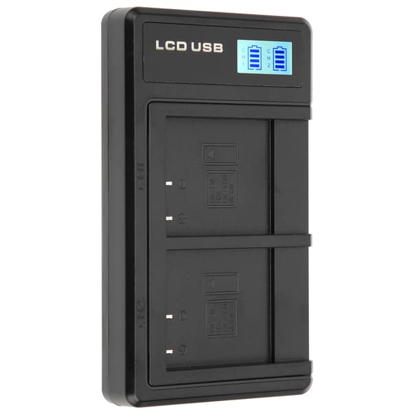 Bærbar NPBN1 USB Kamera Dobbelt Oplader med LCD Display
