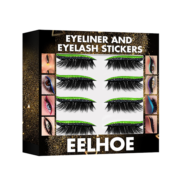 4 Par 2 i 1 Återanvändbara Eyeliner och Ögonfransdekaler Smink Eyeliner Ögonfransdekal Självhäftande Glitter Glänsande Eyeliner Dekaler