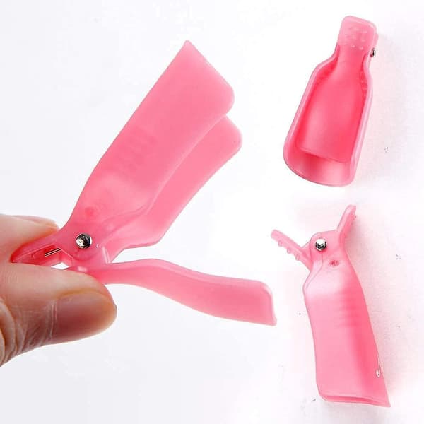 Pink Akryl Negleclips Sæt til UV Gel Polish Fjernelse - 10 Stykker