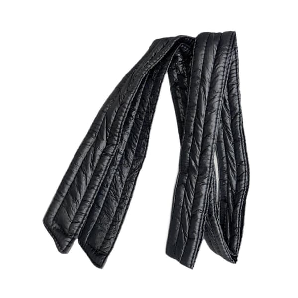 【03】Vinterjacka för damer, vadderad med dun, bälte, kappa, midjebälte, korsett, mode, dam, skärp Glossy Black
