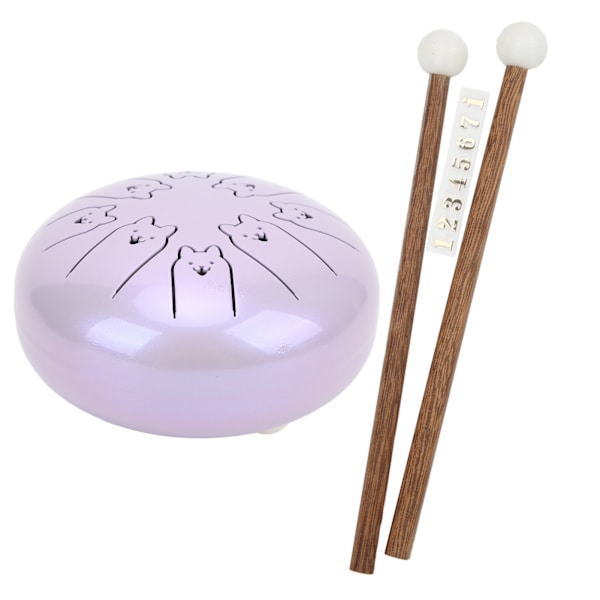 Tungtrumma i legerat stål 8 toner 5,5 tum Chakra Tank Eterisk Lotus Handpan Lavendel 12 Zodiak Hund