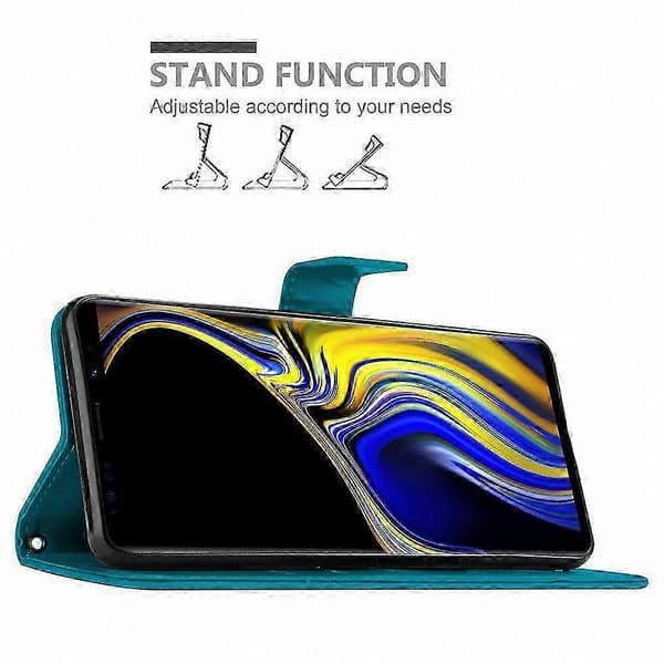 Blommönster Mobilskal med Kortfack för Galaxy Note 9 Skyddsskydd FLORAL BLUE Galaxy NOTE 9