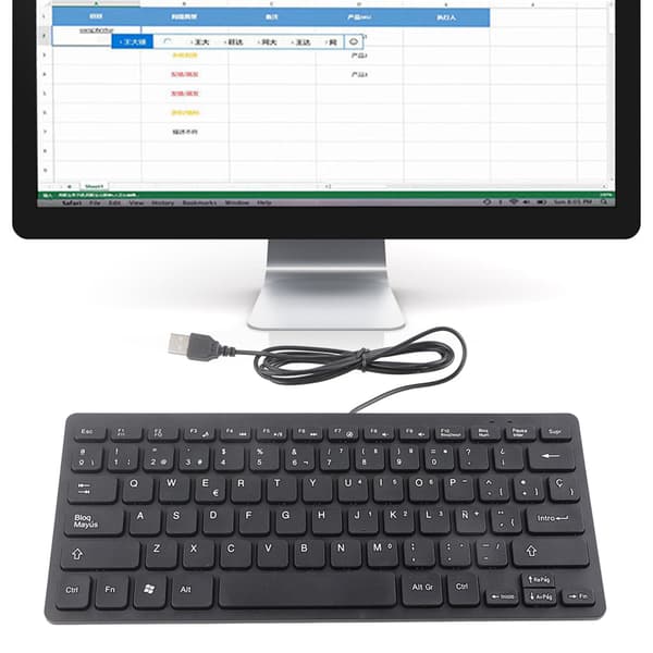 Kablet Mini Bærbar Spansk Tastatur USB Interface til Stationær Computer Ultratynd 78 Taster