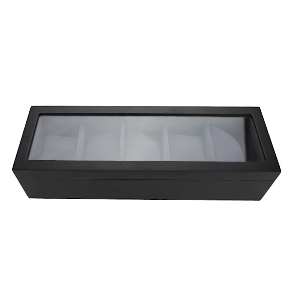 5 rum Stoving Lak Ur Display Case Opbevaringsboks Organizer Smykkeskrin (Sort)