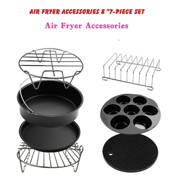 airfryer tilbehør 7 stk til 4.8QT-6.3QT airfryer med 8 tommer kageform