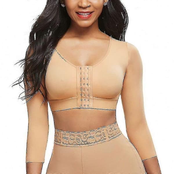 Mimigo Dame Shapewear 3/4 Ærme Arm Shaper Frontlukket Kompressions-BH Postoperativ Holdningskorrigerende Top complexion S