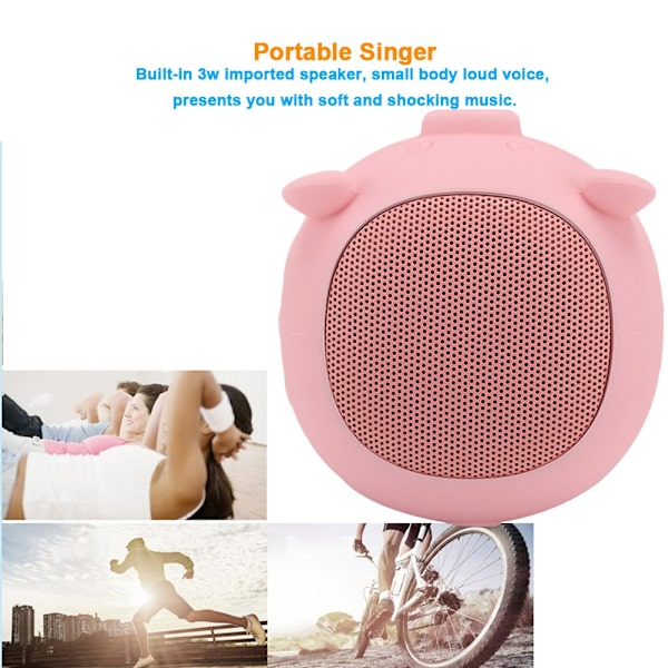 Sød Gris Mini Trådløs Bluetooth 5.0 Højttaler Indbygget Mikrofon til Hjem Rejser/Udflugter (Pink)