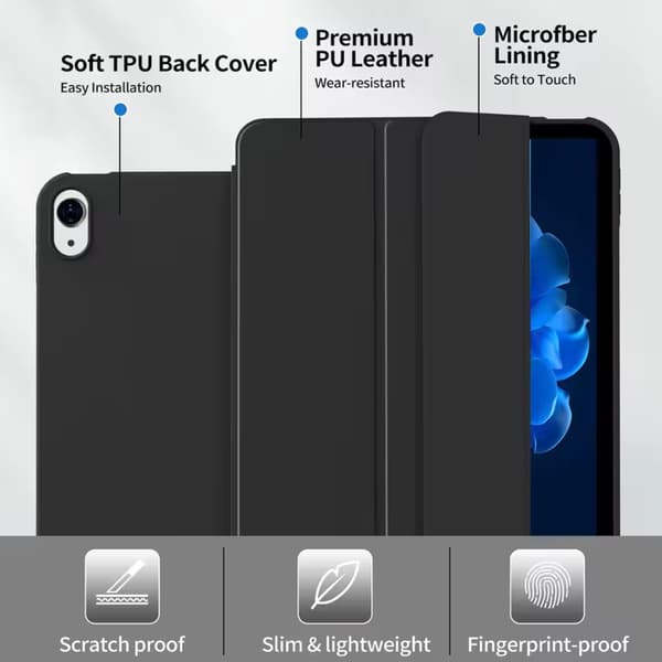 【03】Suitable for iPad 10th/11th Generation (2022/2025/A16) Tablet Case, PC Hard Shell, Thin and Light, Non-Yellowing, Drop-Proof. black black Ipad A16 (2025)