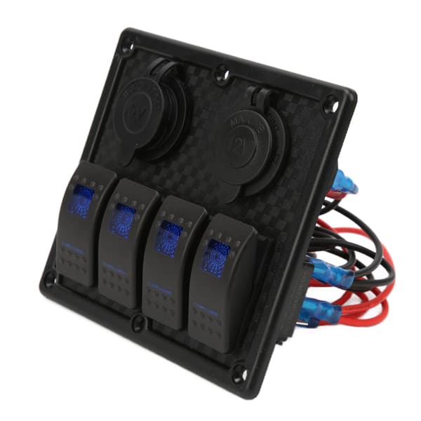 4-vejs vippekontaktpanel LED Vandtæt Dobbelt USB-ladeport 12-24V DC 4,8A til autocampere YachtsBlue