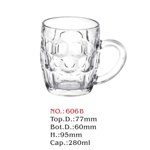 【03】Classic Pint Glass Beer Mug Old Fashioned Pub Style Tankard Handle Dimpled Mug 560ml