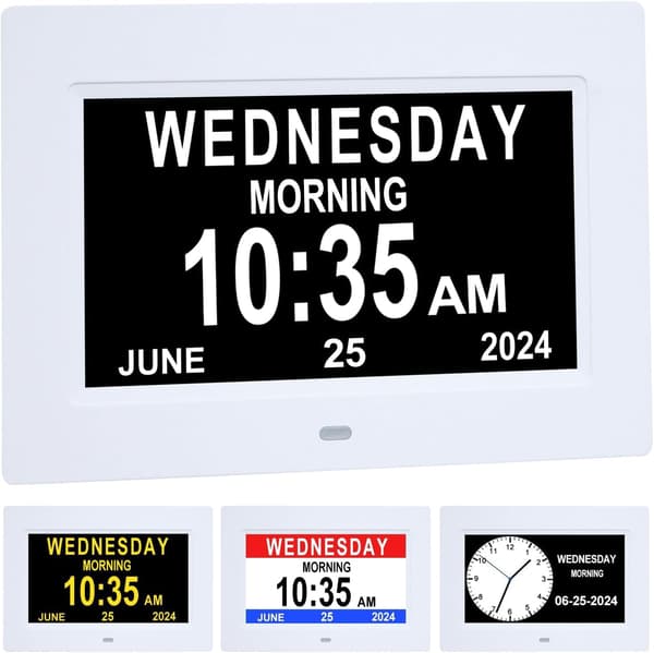 【03】Dementia Clock Alzheimer's Clock Large Digital Calendar Clock For Seniors, Clock With Day And Date