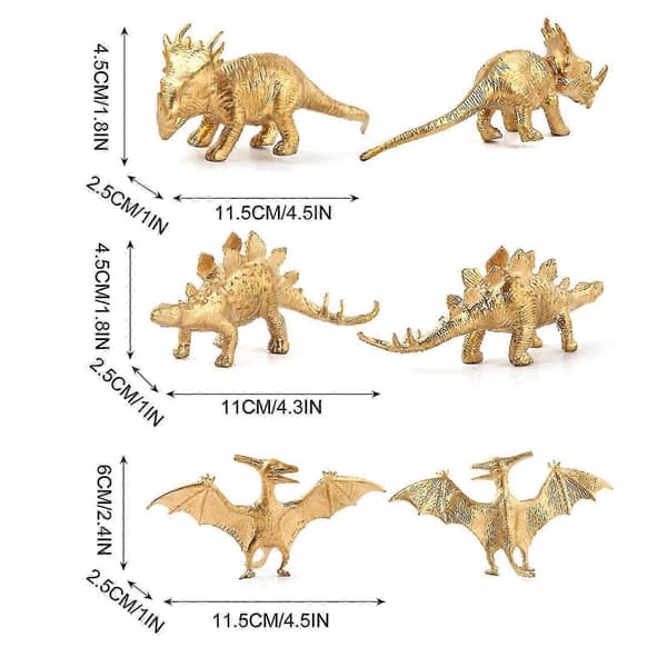 Luksus Guldudgave Dinosaur Modelsæt - Håndlavede Festdekorationer