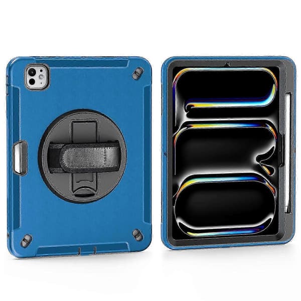 För iPad Pro 13 (2024) Fodral Stödfunktion PC + TPU Robust Skydd Med Axelrem - Blå, zxl Blue