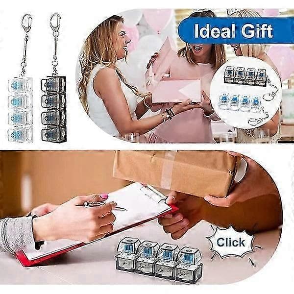 Näppäimistön Fidget Clicker LED-valolla - Mini 4-näppäimen purkulelu - Avaimenperä Stressinlievitysväline aikuisille Whiteyh White