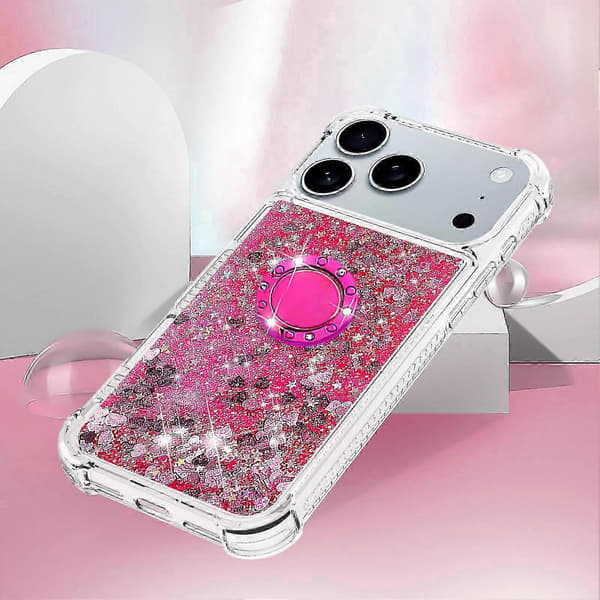 Quicksand TPU-cover med stativ til 17 Pro Max stødsikkert etui Pink