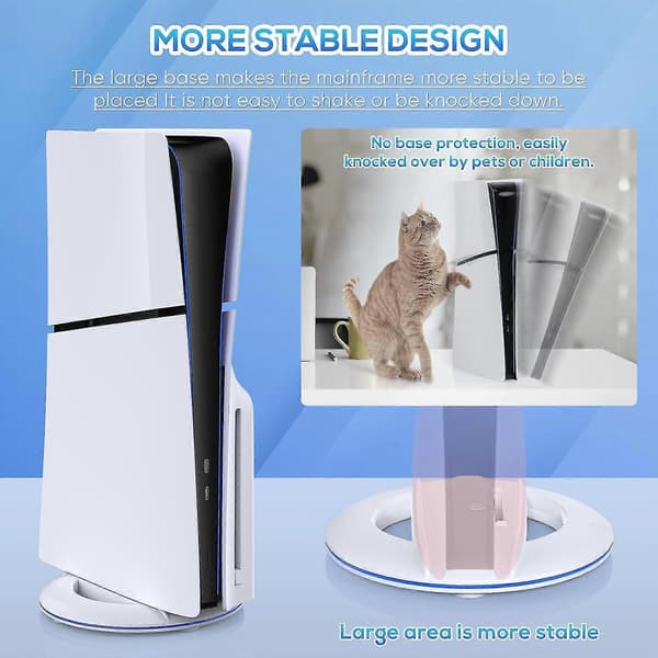 Lodret stativ til PS5 Slim-konsol, PS5 Slim-basestativ med skrue og 2 USB-porte til PS5 Slim-konsol, disk og digital udgave A normal