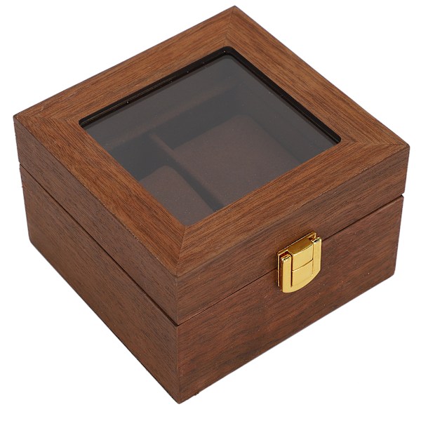 Træ Urkasse 2 Slots Clamshell Ur Opbevaringsboks Organizer Sort Valnød Farve