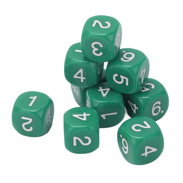 20 STK 6-sided terninger med afrundede hjørner, terningesæt i plast til brætspil og undervisning, grøn