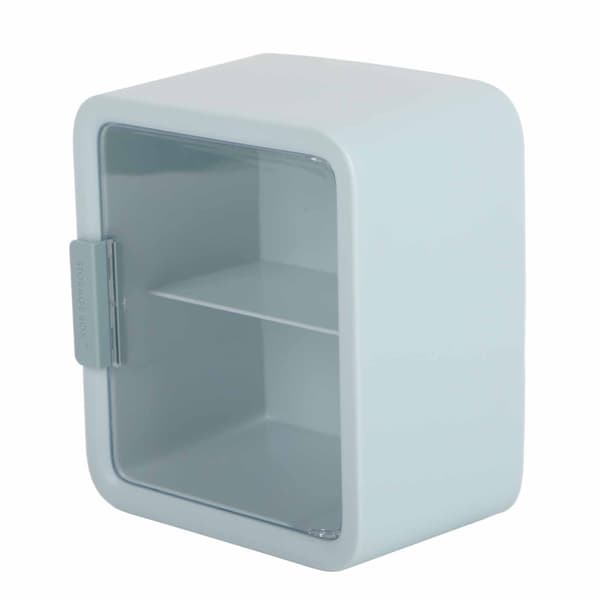 Dockskåpsrum Dockskåp Skåp Display Box Förvaringsfodral 2 Lager Transparent Dörr Blå