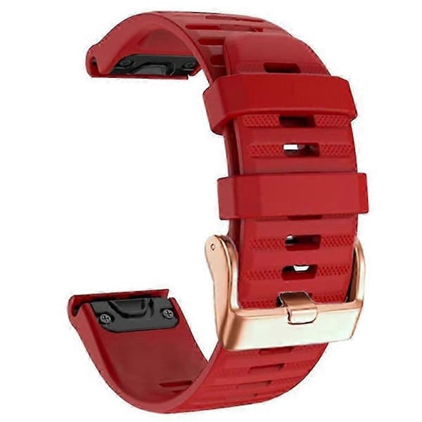 Urremme til Garmin Fenix 7s / 6s Pro / 5s Plus / Instinct 2s, silikone 20 mm rem med vandrette striber og rosaguldspænde -XN Red