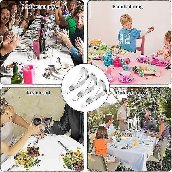 24 st silverfärgade dukklämmor i rostfritt stål halkfria dukklämmor utomhus inomhus för restaurangfester picknick trädgård